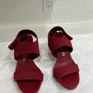 Pedro Garcia heeled sandals, black or red, suede pre-owned